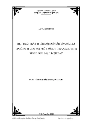 Luận văn biện pháp phát triển đội ngũ cán bộ quản lý trường trung học phổ thông tỉnh quảng ninh trong giai đoạn hiện nay