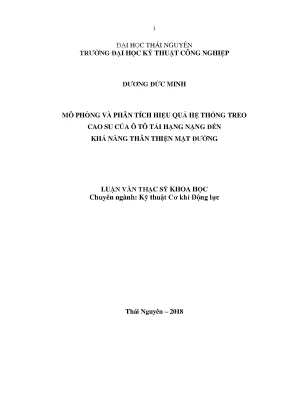 Luận văn mô phỏng và phân tích hiệu quả hệ thống treo cao su của ô tô tải hạng nặng đến khả năng thân thiện mặt đường