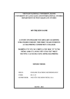 Luận văn thạc sĩ a study on english vocabulary learning strategies used by the first year students at hai phong community college