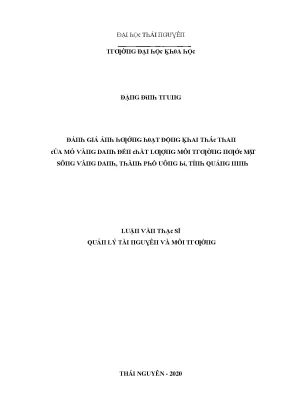 Luận văn đánh giá ảnh hưởng hoạt động khai thác than của mỏ vàng danh đến chất lượng môi trường nước mặt sông vàng danh thành phố uông bí tỉnh quảng ninh