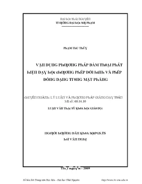 Luận văn vận dụng phương pháp đàm thoại phát hiện dạy học chương phép dời hình và phép đồng dạng trong mặt phẳng