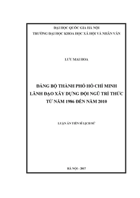 Luận án tiến sĩ đảng bộ thành phố hồ chí minh lãnh đạo xây dựng đội ngũ trí thức từ năm 1986 đến năm 2010