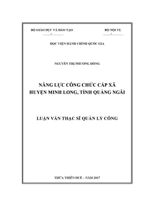 Luận văn thạc sĩ quản lý công năng lực công chức cấp xã huyện minh long tỉnh quảng ngãi