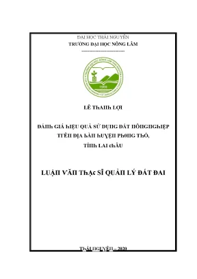 Luận văn đánh giá hiệu quả sử dụng đất nông nghiệp trên địa bàn huyện phong thổ tỉnh lai châu