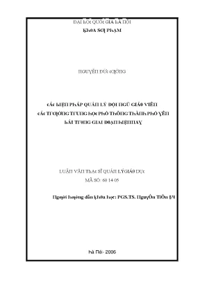 Luận văn các biện pháp quản lý đội ngũ giáo viên các trường trung học phổ thông thành phố yên bái trong giai đoạn hiện nay