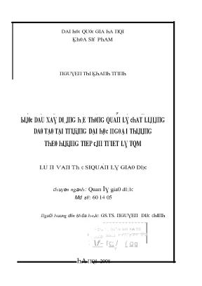 Luận văn bước đầu xây dựng hệ thống quản lý chất lượng đào tạo tại trường đại học ngoại thương theo hướng tiếp cận triết lý tqm