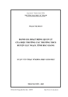 Luận văn đánh giá hoạt động quản lý của hiệu trưởng các trường thcs huyện lục ngạn tỉnh bắc giang