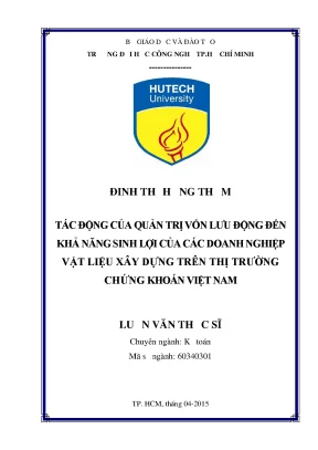 Luận văn tác động của quản trị vốn lưu động đến khả năng sinh lợi của các doanh nghiệp vật liệu xây dựng trên thị trường chứng khoán việt nam