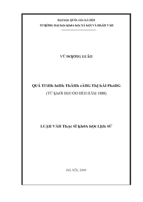 Luận văn quá trình hình thành cảng thị hải phòng từ khởi nguồn đến năm 1888