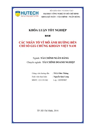 Luận văn các nhân tố vĩ mô ảnh hưởng đến chỉ số giá chứng khoán việt nam