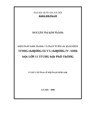Luận văn biện pháp hình thành và phát triển các khái niệm trong dạy học chương iii và chương iv sinh học lớp 11 trung học phổ thông