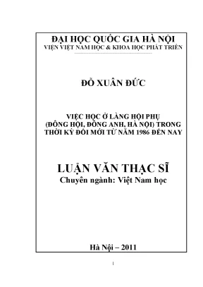 Luận văn thạc sĩ the learning in hoi phu village dong hoi dong anh hanoi in the renovation period from 1986 to present
