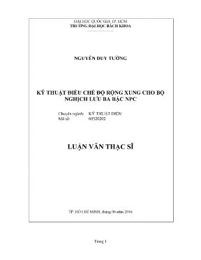 Luận văn thạc sĩ kỹ thuật điện kỹ thuật điều chế độ rộng xung cho bộ nghịch lưu ba bậc npc