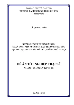 Luận văn thạc sĩ quản lý kinh tế kiểm soát chi thường xuyên ngân sách nhà nước của các trường tiểu học tại kho bạc nhà nước mỹ đức thành phố hà nội