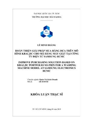 Luận văn thạc sĩ quản trị kinh doanh hoàn thiện giải pháp mua hàng dựa trên mô hình kraljic cho mã hàng máy giặt tại công ty điện tử samsung hcmc