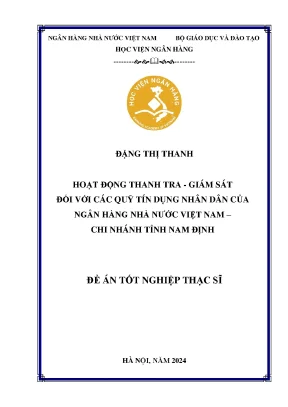 Luận văn thạc sĩ tài chính ngân hàng hoạt động thanh tra giám sát đối với các quỹ tín dụng nhân dân của ngân hàng nhà nước việt nam chi nhánh tỉnh nam định