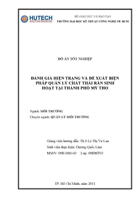Luận văn đánh giá hiện trạng và đề xuất biện pháp quản lý chất thải rắn sinh hoạt tại thành phố mỹ tho