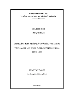 Luận văn so sánh đối chiếu đặc trưng ngôn ngữ văn hóa giữa các yếu tố chỉ đồ vật trong thành ngữ tiếng hán và tiếng việt
