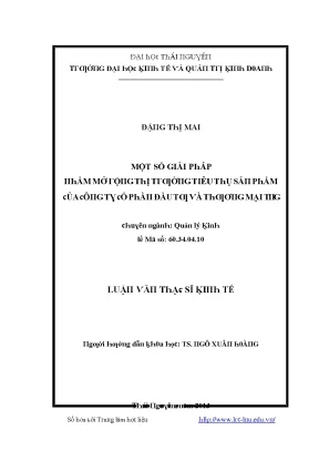 Luận văn một số giải pháp nhằm mở rộng thị trường tiêu thụ sản phẩm của công ty cổ phần đầu tư và thương mại tng