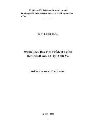 Luận văn mảng kịch dựa trên tích truyện dân gian của lưu quang vũ