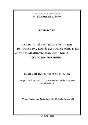 Luận văn vận dụng tiếp cận hằng số sinh học để tổ chức dạy học các cấp tổ chức sống trên cơ thể phần sinh thái học sinh học 12 trung học phổ thông