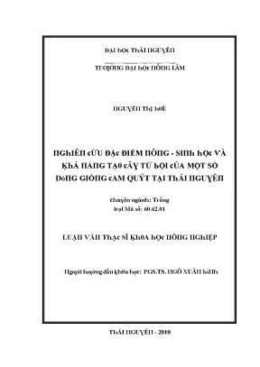 Luận văn nghiên cứu đặc điểm nông sinh học và khả năng tạo cây tứ bội của một số dòng giống cam quýt tại thái nguyên