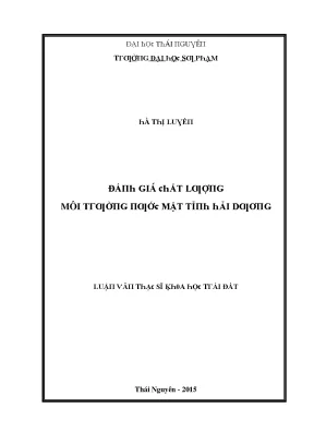 Luận văn đánh giá chất lượng môi trường nước mặt tỉnh hải dương