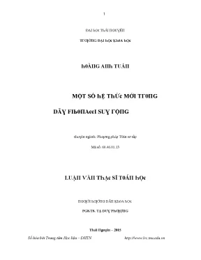 Luận văn một số hệ thức mới trong dãy fibonacci suy rộng