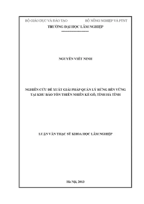 Luận văn nghiên cứu đề xuất giải pháp quản lý rừng bền vững tại khu bảo tồn thiên nhiên kẻ gỗ tỉnh hà tĩnh