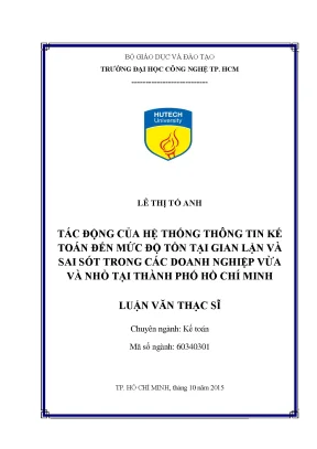 Luận văn tác động của hệ thống thông tin kế toán đến mức độ tồn tại gian lận và sai sót trong các doanh nghiệp vừa và nhỏ tại thành phố hồ chí minh