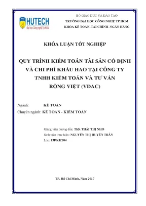 Luận văn quy trình kiểm toán tài sản cố định và chi phí khấu hao tại công ty tnhh kiểm toán và tư vấn rồng việt vdac