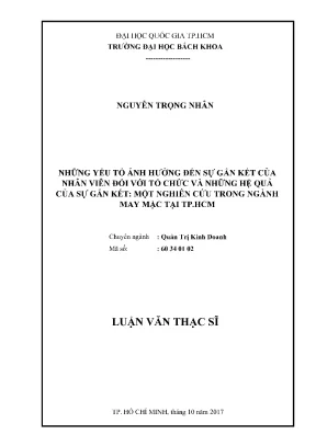 Luận văn thạc sĩ quản trị kinh doanh những yếu tố ảnh hưởng đến sự gắn kết của nhân viên đối với tổ chức và những hệ quả của sự gắn kết một nghiên cứu trong ngành may mặc tại tp hcm