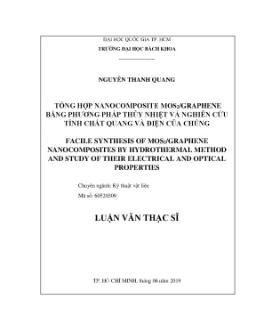 Luận văn thạc sĩ kỹ thuật vật liệu tổng hợp nanocomposite mos2graphene bằng phương pháp thủy nhiệt và nghiên cứu tính chất quang và điện của chúng
