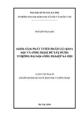 Luận văn chính sách phát triển nhân lực khoa học và công nghệ để xây dựng trường đại học công nghiệp hà nội