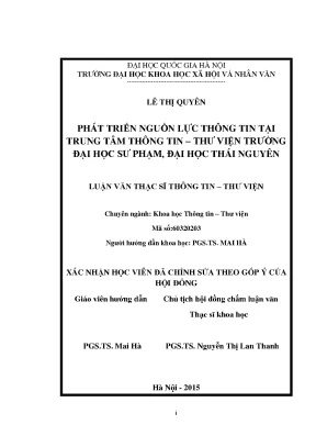 Luận văn thạc sĩ phát triền nguồn lực thông tin tại trung tâm thông tin thư viện trường đại học sư phạm đại học thái nguyên