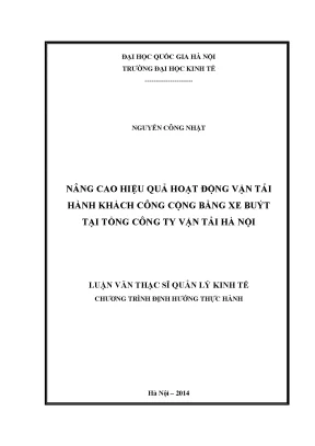 Luận văn nâng cao hiệu quả hoạt động vận tải hành khách công cộng bằng xe buýt tại tổng công ty vận tải hà nội