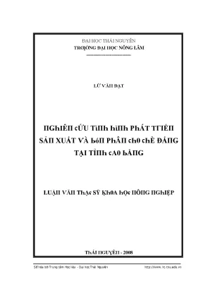Luận văn nghiên cứu tình hình phát triển sản xuất và bón phân cho chè đắng tại tỉnh cao bằng