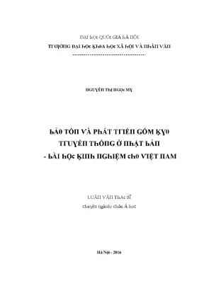 Luận văn bảo tồn và phát triển gốm kyo truyền thống ở nhật bản bài học kinh nghiệm cho việt nam