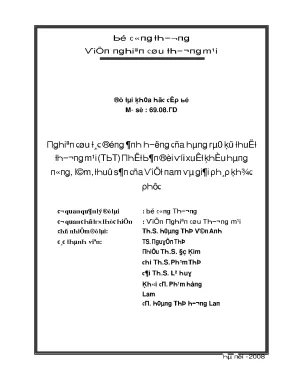 Nghiên cứu tác động ảnh hưởng của hàng rào kỹ thuật thương mại tbt nhật bản đối với xuất khẩu hàng nông lâm thuỷ sản của việt nam và giải pháp khắc phục