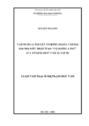 Luận văn vận dụng lý thuyết trường nghĩa vào dạy học đọc hiểu đoạn trích vợ chồng a phủ của tô hoài ngữ văn 12 tập ii