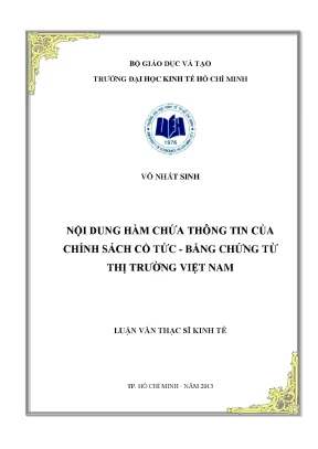 Luận văn nội dung hàm chứa thông tin của chính sách cổ tức bằng chứng từ thị trường việt nam luận văn thạc sĩ