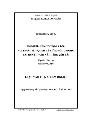 Luận văn nghiên cứu cơ sở khoa học và thực tiễn quản lý rừng cộng đồng tại huyện văn yên tỉnh yên bái