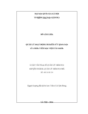 Luận văn quản lý hoạt động nghiên cứu khoa học của sinh viên học viện tài chính