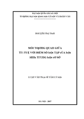 Luận văn mối tương quan giữa trí tuệ với điểm số học tập của học sinh trung học cơ sở