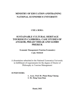 Luận án tiến sĩ sustainable cultural heritage tourism in cambodia case studies of angkor preah vihear and sambo preikuk du lịch di sản văn hóa bền vững ở campuchia