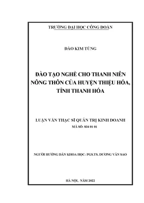 Luận văn thạc sĩ đào tạo nghề cho thanh niên nông thôn của huyện thiệu hóa tỉnh thanh hóa