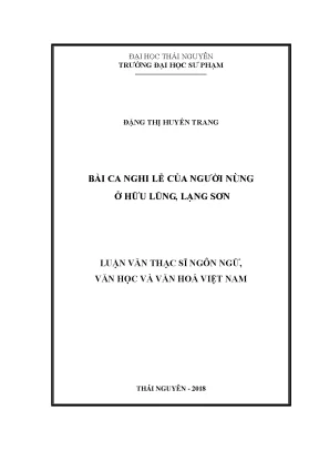 Luận văn bài ca nghi lễ của người nùng ở hữu lũng lạng sơn