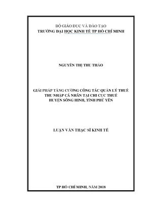 Luận văn giải pháp tăng cường công tác quản lý thuế thu nhập cá nhân tại chi cục thuế huyện sông hinh tỉnh phú yên