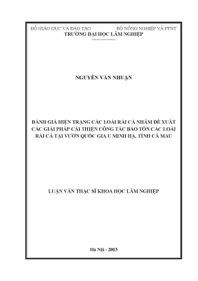 Luận văn đánh giá hiện trạng các loài rái cá nhằm đề xuất các giải pháp cải thiện công tác bảo tồn các loài rái cá tại vườn quốc gia u minh hạ tỉnh cà mau