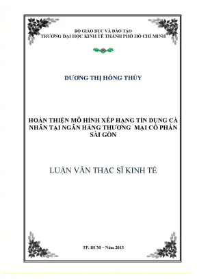 Luận văn hoàn thiện mô hình xếp hạng tín dụng cá nhân tại ngân hàng thương mại cổ phần sài gòn